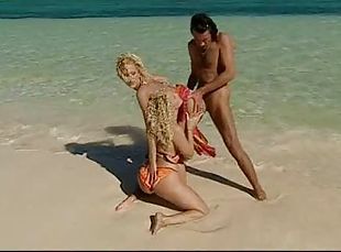 Anal Threesome by the Shore at the Beach with Two Curly Blonde Babes
