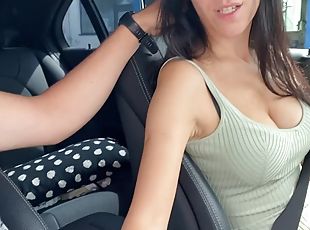 amateur, mamada, madurita-caliente, tragar, coche