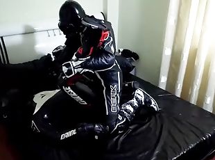 TWO BIKERS HAVE FUN IN A LEATHER AND RUBBER SUIT WITH PP PART 2