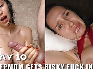 DAY 10 - Step mom share bed with creampie ???? Step son cum on Step...