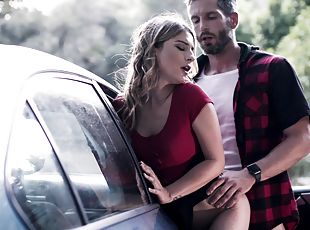 Kristen Scott gets eaten out and fucked on the car bonnet