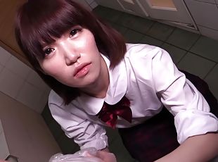 asiático, adolescente, japonés, locura, zorra-slut, primera-persona, uniforme