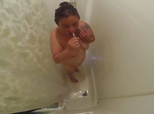 Whore Takes A Shower Spreads Legs Gags And Cleans And Shows Her Sha...