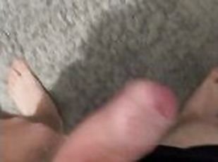 Hard cock pops out of boxers