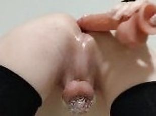 Chastity Femboy fucks himself until pre cum starts dripping