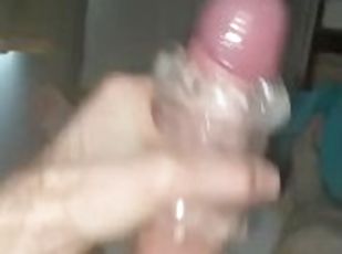 Morning hard wank and edging cumshot using fleshlight quickshot big...