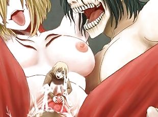 Attack on Titan Eren fuck Anne female Titan on ground with Armin an...