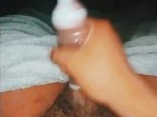 onani, amatør, cumshot, stor-pikk, svart, pov, cum, alene, pikk