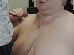 mother-in-law shows how to masturbate a dick with a huge cumshot on...