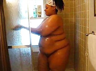 pantat, mandi, payudara-besar, hitam, wanita-gemuk-yang-cantik, sempurna, mandi-shower, basah