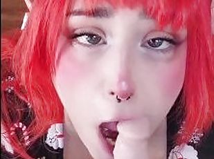 amatir, blowjob-seks-dengan-mengisap-penis, deepthroat-penis-masuk-ke-tenggorokan, wanita-gemuk-yang-cantik, gemuk, sudut-pandang, seorang-diri