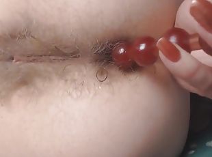 Close Up Playing With Different. Pushing Out Anal Beads Without Hands From Sexy Hairy Asshole