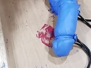 He loves to paint my cock blue