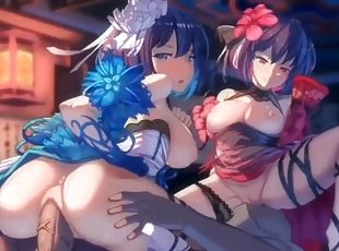 transsexuelle, fellation, japonais, sexe-de-groupe, anime, hentai