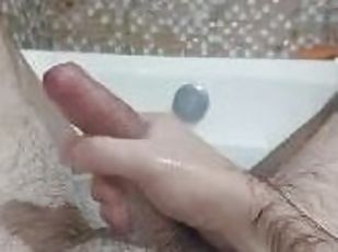 banhos, masturbação, amador, pénis-grande, sozinho, pénis