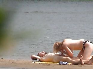 na-zewnątrz, robienie-loda, kamera, para, plaża, podglądanie, blondynka, naturalne, jeżdżenie, bikini