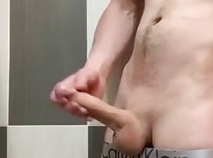 Huge dose of cum - Big white monster cock cums after a month of wai...