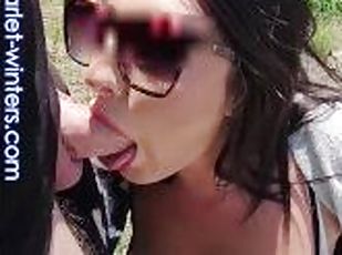 Horny Teacher gives her student a quickie Blowjob during an outdoor...