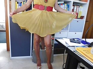 bureau-office, pieds, lingerie, fétiche, érotique, en-nylon