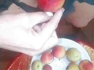 Kinky Girl Puts Fruits In Her Panties And Inserting Them Into Pussy...