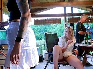 No Panties Sexy Neighbor has a Girls Party without Underwear but wi...