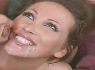Mandy pleasured with double penetration then getting facial cumshot