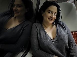 Risky Sex on Real Public Train Ended with Cumshot In to the her Big...