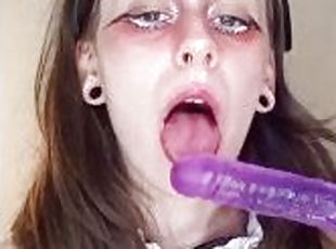 Schoolgirl gives her first blowjob and drools ????WATCH TILL THE EN...