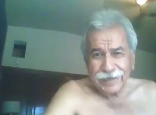 Grandpa blow on webcam