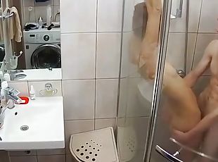 Horny couple fucking hardcore like a hot scene movie in the shower