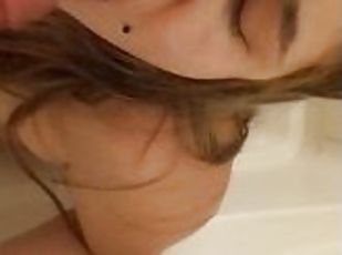 Lightskin Latina sucks dick well man is in the shower! Gets face fu...