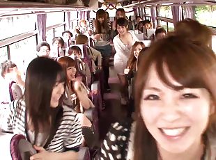 Crazy Orgy in a Moving Bus with Cock Sucking and Riding Japanese Sluts
