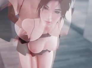 gros-nichons, levrette, babes, hentai, 3d, seins, brunette, bite