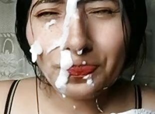 Melanialobix Colombian slut plays while getting cum from her TikTok...