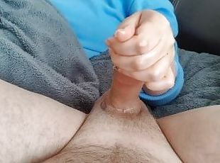 Quick handjob. Trying our first cum blocking