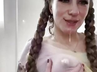 bading, squirt, amatør, anal, blowjob, leke, hardcore, dobbel, pigtail, fetisj