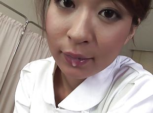 Asian babe Risa Misaki is sucking a dick in the uniform