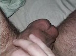 Playing with my pierced cock in bed!