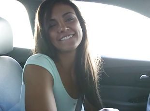 Getting busy in POV with a cute brunette that loves big dick