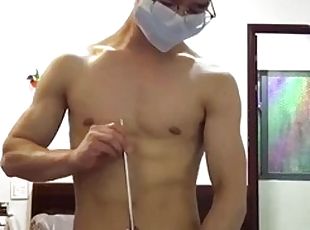 asiatique, masturbation, amateur, gay, branlette