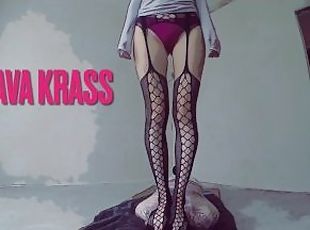 I'm standing on his head in fishnet tights, it's very sexy, don't y...