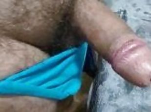 Hung bear in bath robe moans and cums in a Fleshlight