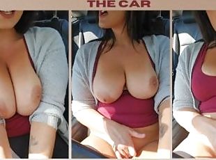 Horny Teacher in leggings masturbates inside her car while stuck in...