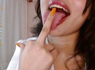 Lau Velez sucking her fingers, slutty video call sex. dirty talk on...