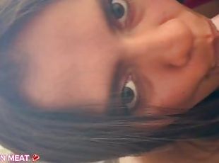 18 year old teen cutie gives daddy the best blowjob EVER this lil t...