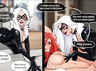 MJ and her unexpected visitor - Spiderman caught Felicia Hardy fuck...