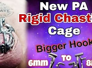 New Rigid Chastity Cage Stretching Prince Albert Gauge! Femdom Bond...