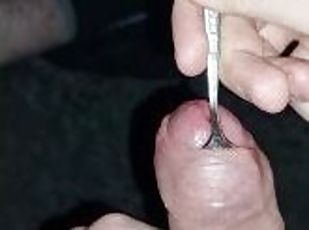 Inserting my dilator the wrong way all the way in my cock, maybe it...