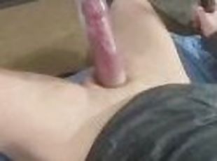 Daddy pumping his cock over 8.5 inches - for reference dildo in vid...