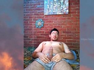 active 19cm big cock shows his feet, hairy macho ass and ends up ma...